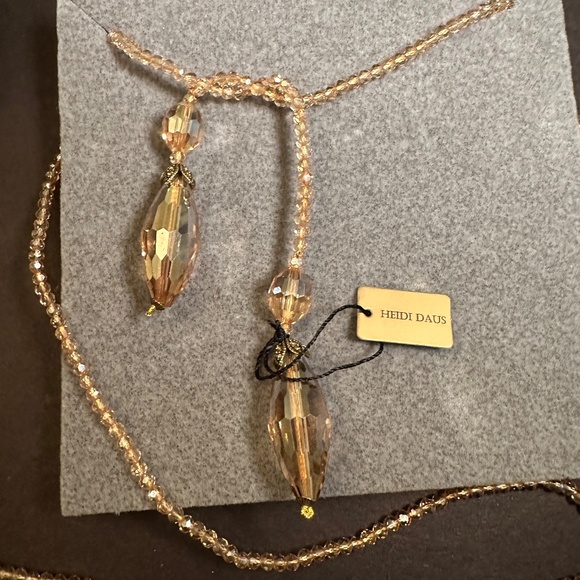 “Lux Be A Lady" Crystal Lariat Necklace - Topaz Color by Heidi Daus - Picture 6 of 7